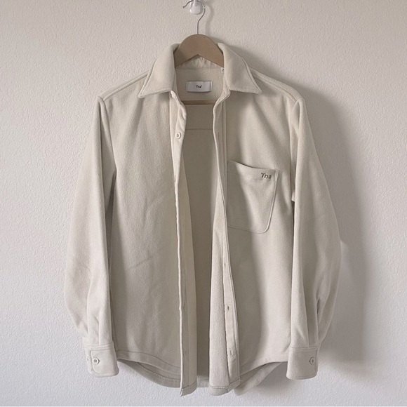 TNA Tops - Aritzia TNA polar fleece shirt jacket in color Mullein